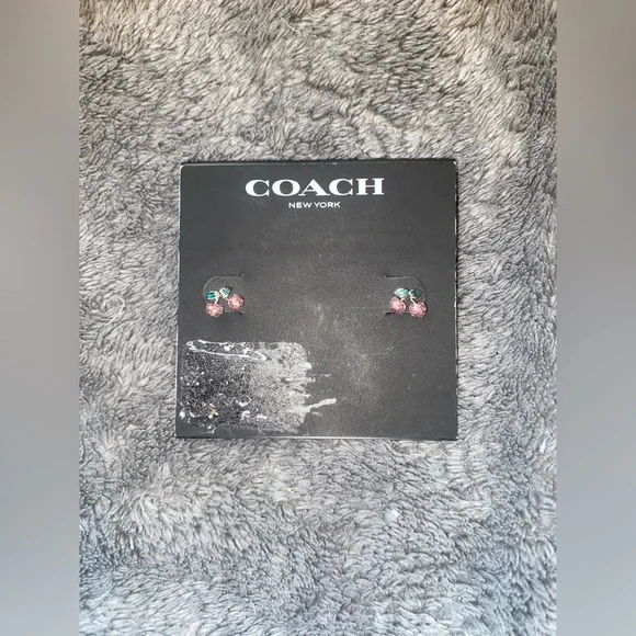 BNWT COACH Pink Cherry Stud Earrings $125 - Picture 3 of 4